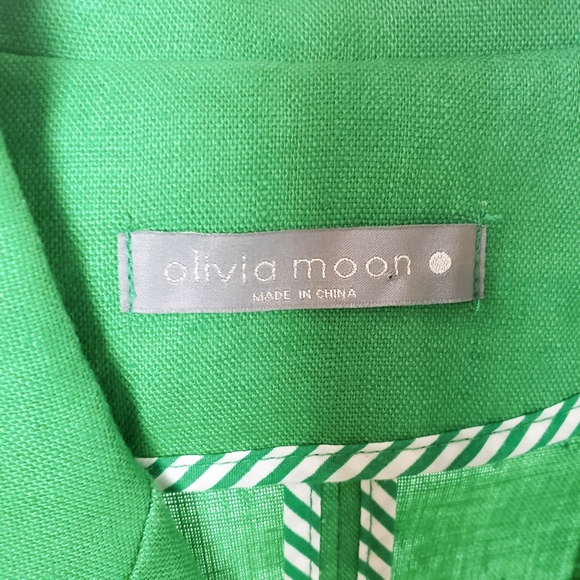 Olivia Moon • 100% Linen Bright Green Blazer - Picture 4 of 8